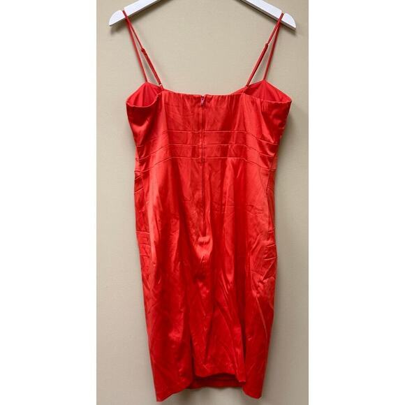Bisou Bisou y2k Spaghetti Strap Red Coral Satin Bustier Party Dress Size 14 - Picture 2 of 13